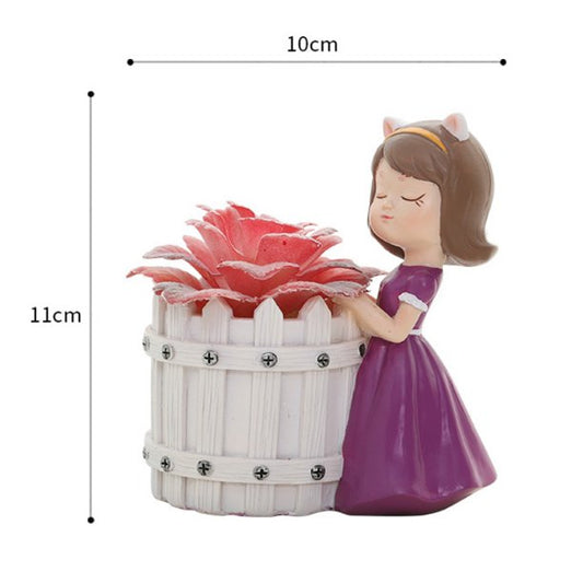 Decorative Girl Planter Pot for Succulent Plants Home Decor