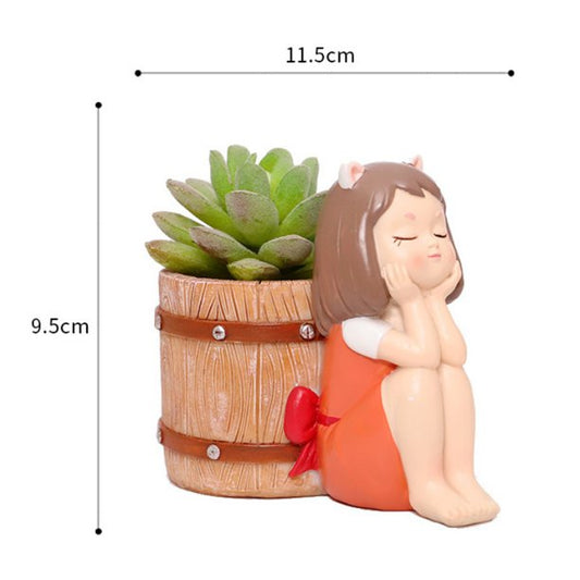 Cute Girl Decorative Planter Pot for Home Decor Indoor Plants