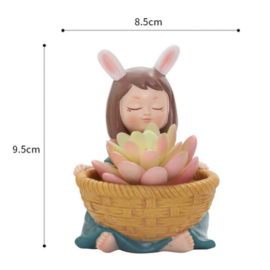 Decorative Girl Planter Pot Set of 2 | Succulent Pots for Living Room