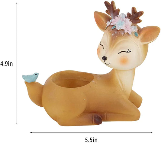 Resin Deer Flower Pot | Indoor Succulent Planter for Home & Office