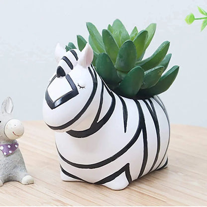 Zebra Shape Planter Pot | Decorative Resin Succulent Planter for Decor