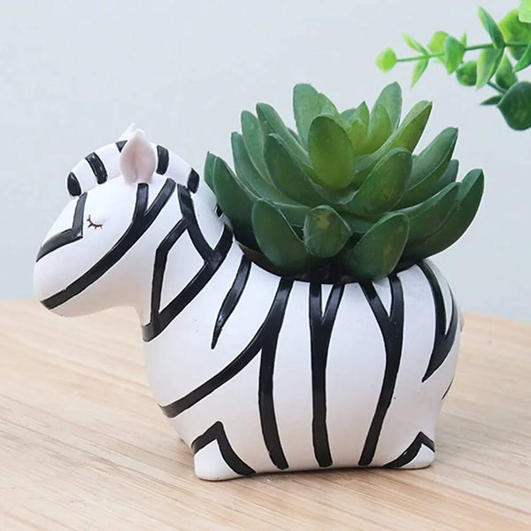 Zebra Shape Planter Pot | Decorative Resin Succulent Planter for Decor