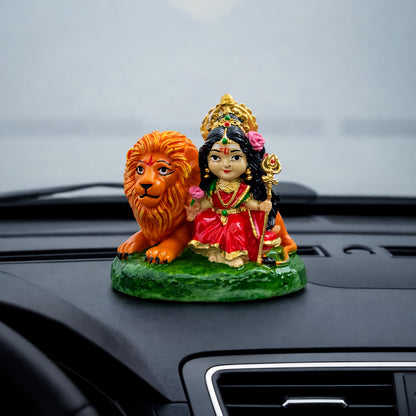 Maa Durga Idol with Lion for car dashboard