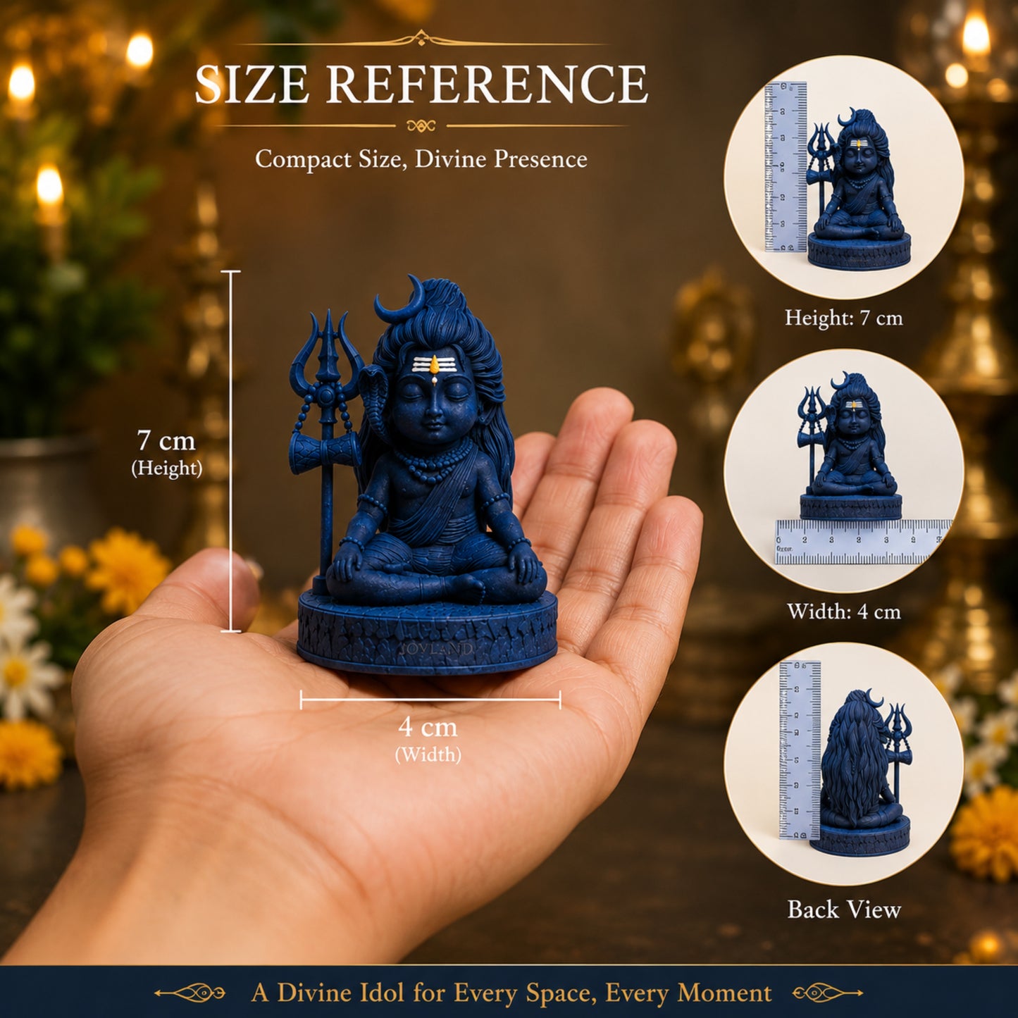 Baby Lord Shiva Idol Blue Resin Mahadev Murti for Home Temple, Car Dashboard & Spiritual Decor
