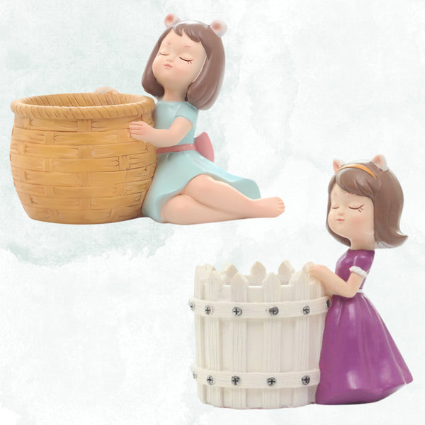 Decorative Girl Planter Pot for Succulent Plants Home Decor