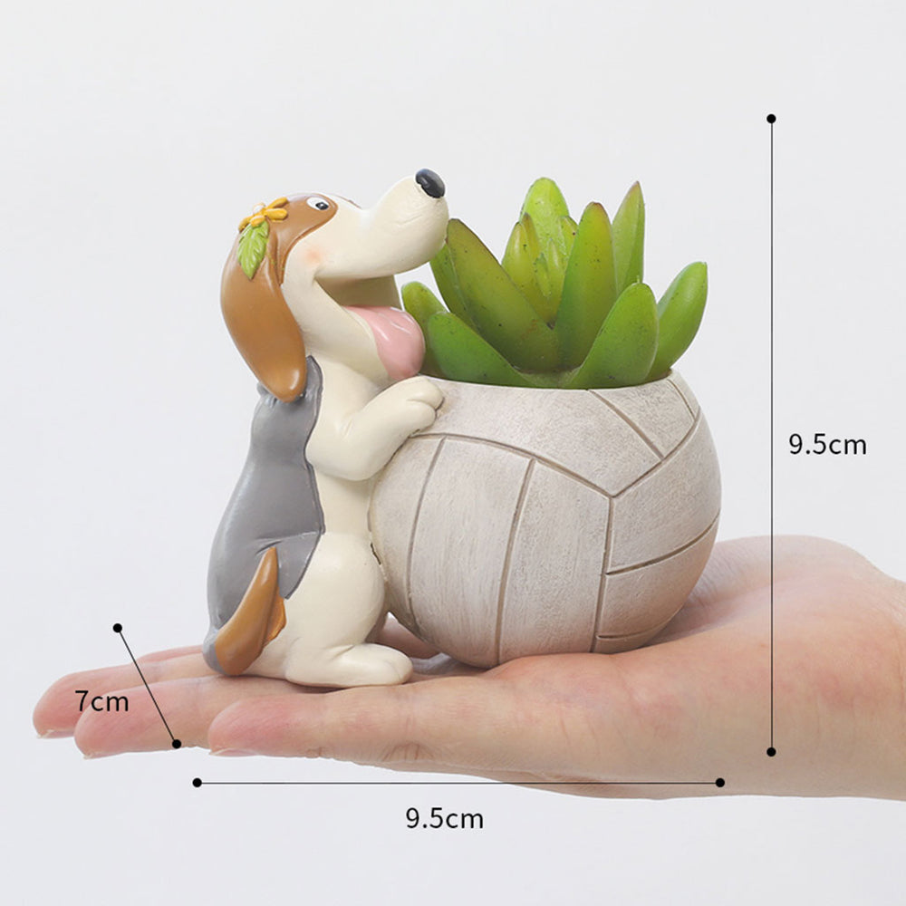 Cute Dog Resin Planter | Decorative Indoor Succulent Flower Pot