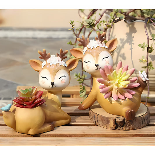 Cute Deer Flower Pot Set | Animal Succulent Planters for Decor