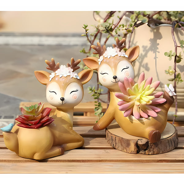 Cute Deer Flower Pot Set | Animal Succulent Planters for Decor
