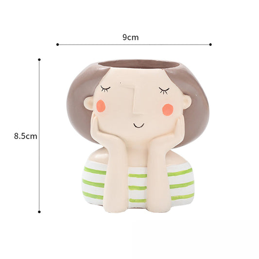 Girl Face Succulent Planter Combo | Aesthetic Indoor Flower Pots