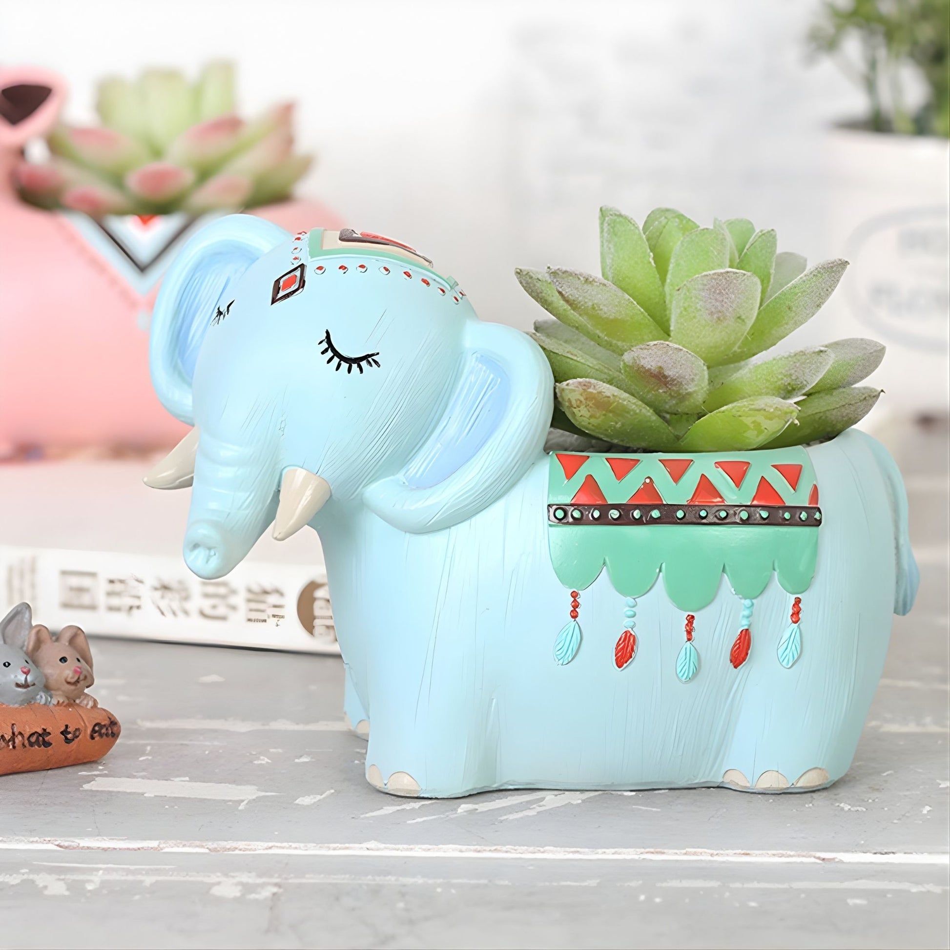 Decorative elephant planter pot for indoor home decoration