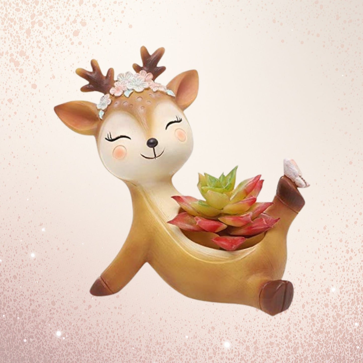 Decorative sleeping deer planter pot for indoor home decoration