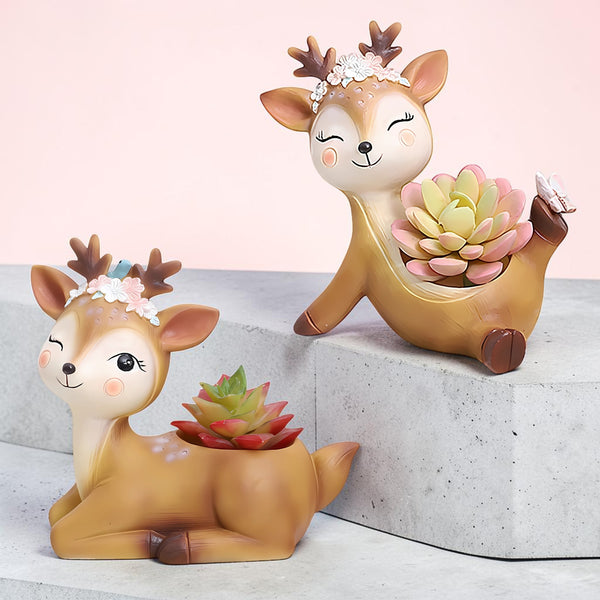 Resin Deer Planter Combo | Indoor Decorative Flower Pots for Home