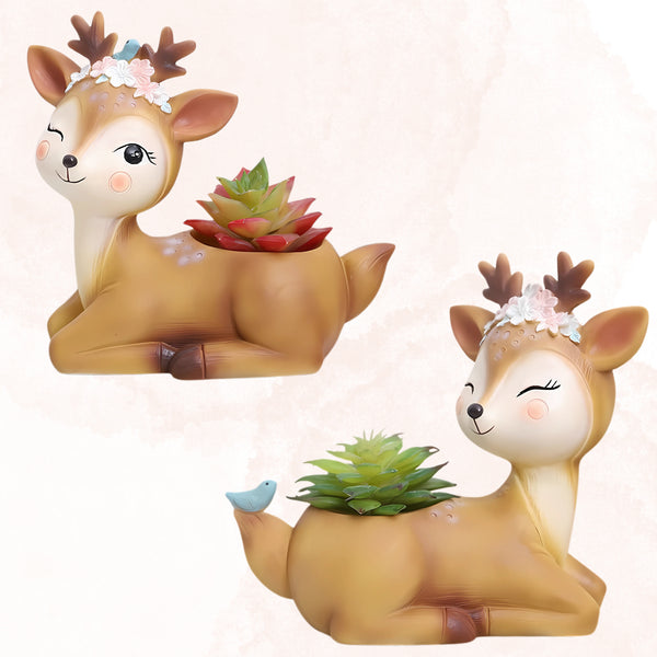 Resin Deer Flower Pot | Indoor Succulent Planter for Home & Office