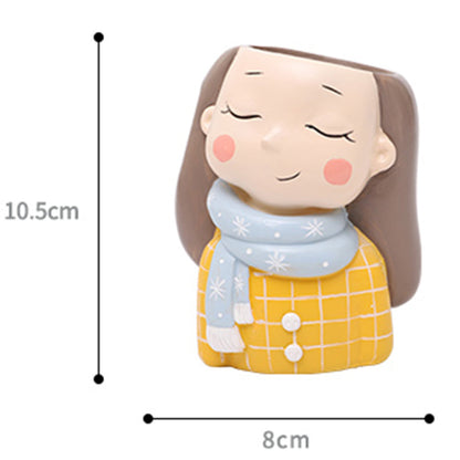 Cute Resin Girl Planter Combo Decorative Plant Pots for Home Decor