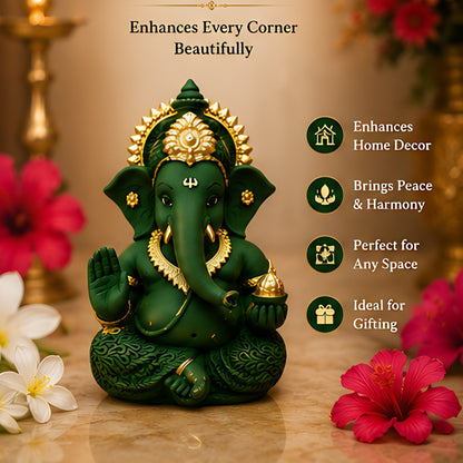 Green Lord Ganesh Idol for Gifting