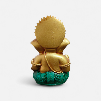 Golden Ganesha Idol Resin Ganpati Murti for Home Temple & Spiritual Decor