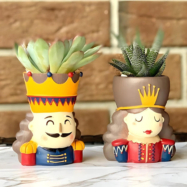 King Queen Planter Pots Combo Set for Home Decor Indoor Plants