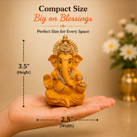 Yellow Lord Ganesha Idol for Home Temple, Pooja Room & Décor