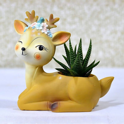 Mini deer planter pot decorative resin flower pot for bedroom and table decor