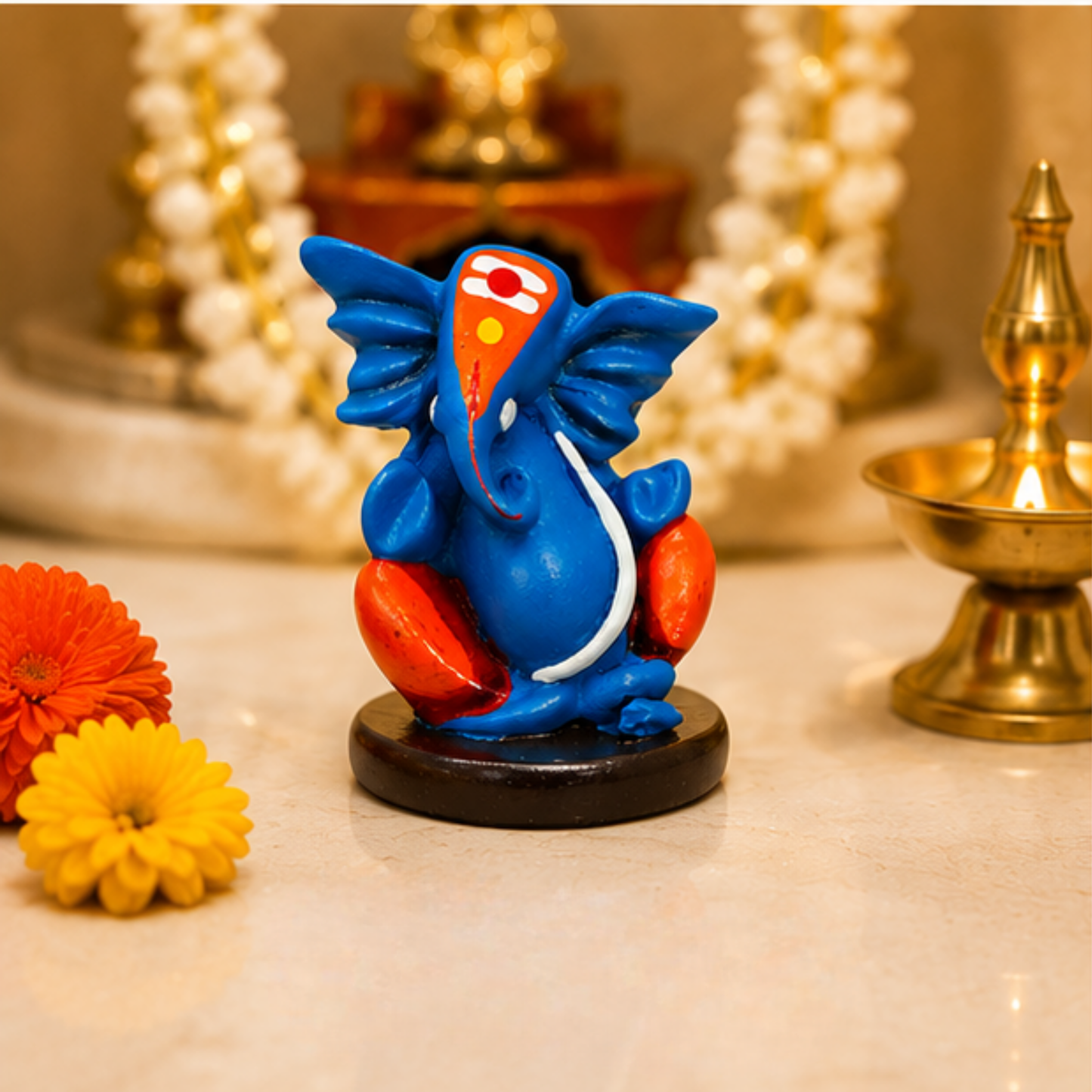 Lord Baby Ganesh Idol – Premium Resin Spiritual Décor for Home, Car & Office