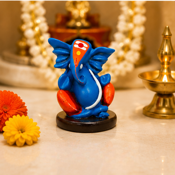 Baby Ganesh Idol for Car Dashboard, Home Temple & Office Desk | Handcrafted Resin Ganpati Murti