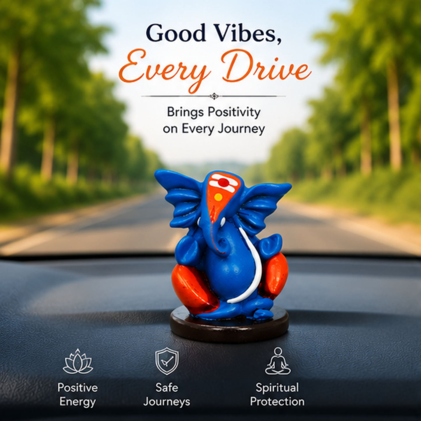 Lord Baby Ganesh Idol – Premium Resin Spiritual Décor for Home, Car & Office