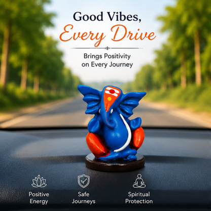 Baby Ganesh Idol for Car Dashboard, Home Temple & Office Desk | Handcrafted Resin Ganpati Murti