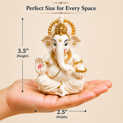 Ganesha Idol Resin Ganpati Murti for Home Temple & Spiritual Decor