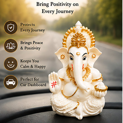 Ganesha Idol Resin Ganpati Murti for Home Temple & Spiritual Decor