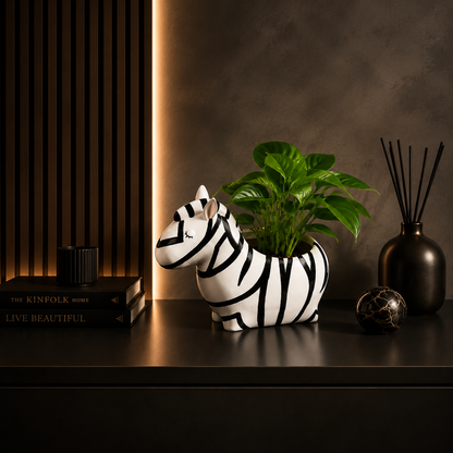 Zebra Shape Planter Pot | Decorative Resin Succulent Planter for Decor