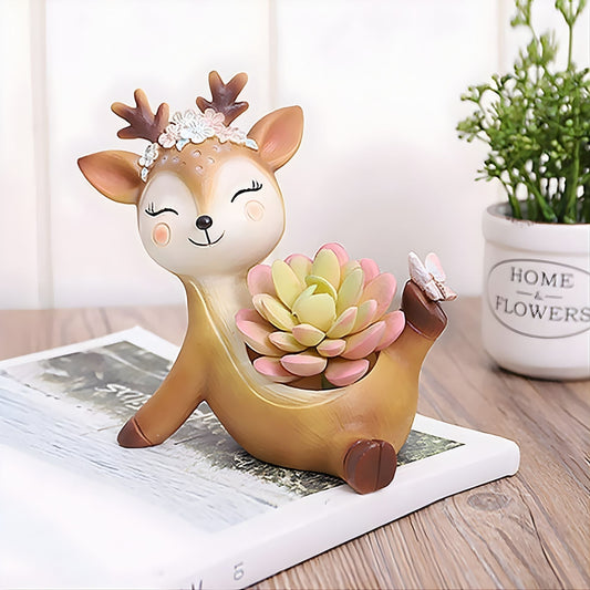 Premium resin deer planter for office desk styling