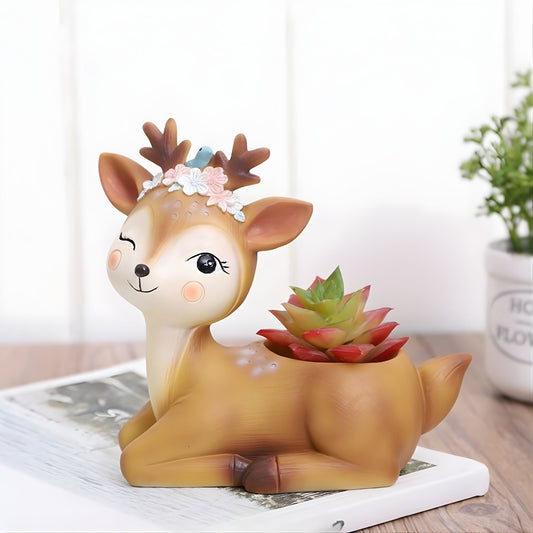 Premium resin deer planter pot for indoor plants and aesthetic home decoration
