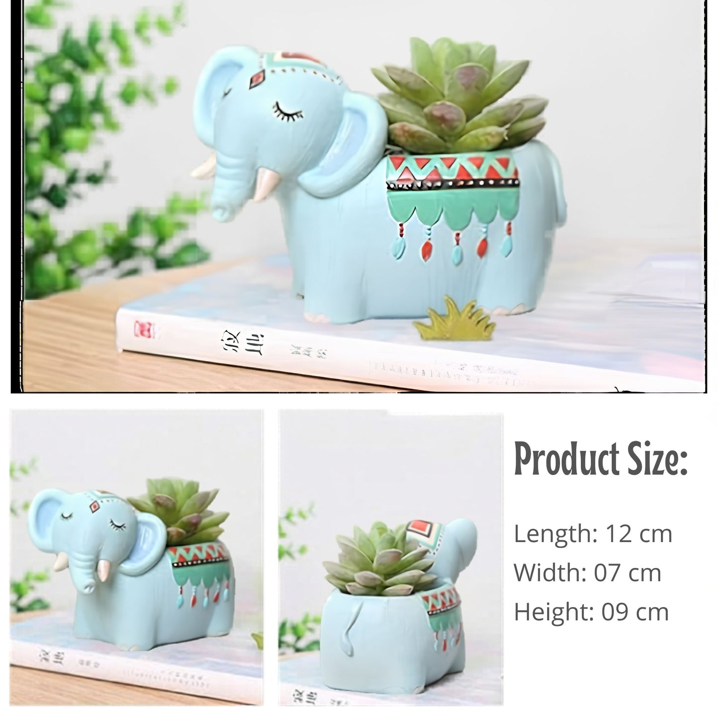 Premium resin elephant flower pot for office desk styling