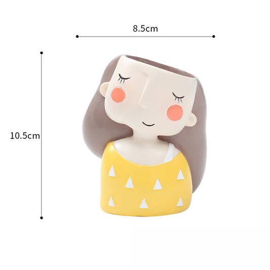 Cute Resin Girl Planter Combo Decorative Plant Pots for Home Decor