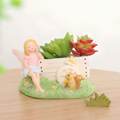 Squirrel and butterfly decoration pot
