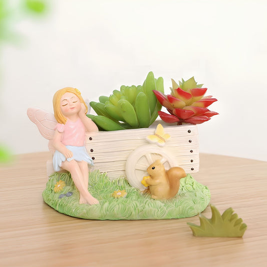 Squirrel and butterfly decoration pot