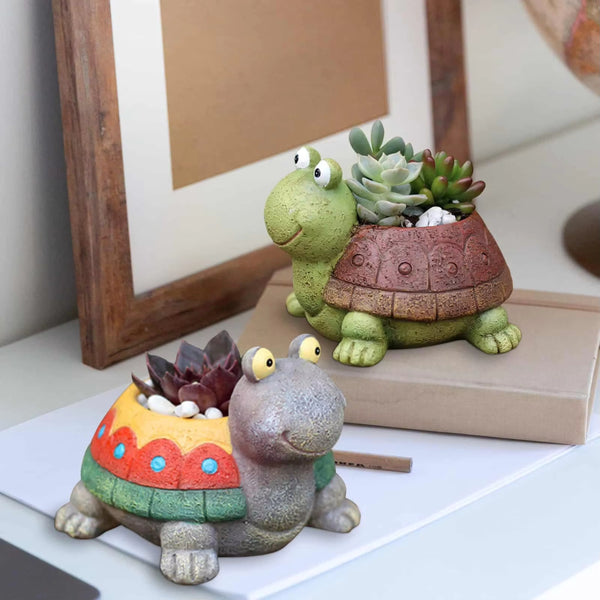 Cute Turtle Planter Pot Set for Home & Garden Decor