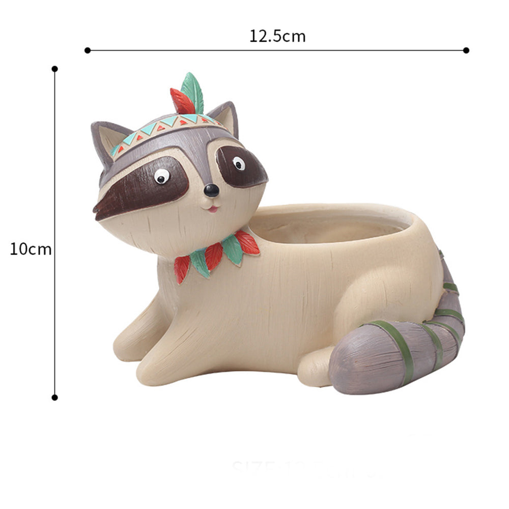 Cute Raccoon Resin Planter | Animal Succulent Pot for Home Decoration