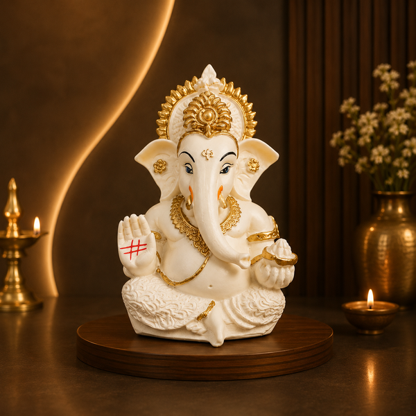 Ganesha Idol Resin Ganpati Murti for Home Temple & Spiritual Decor