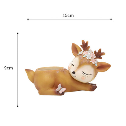 Cute Deer Succulent Planter Pot | Decorative Resin Flower Pot for Home