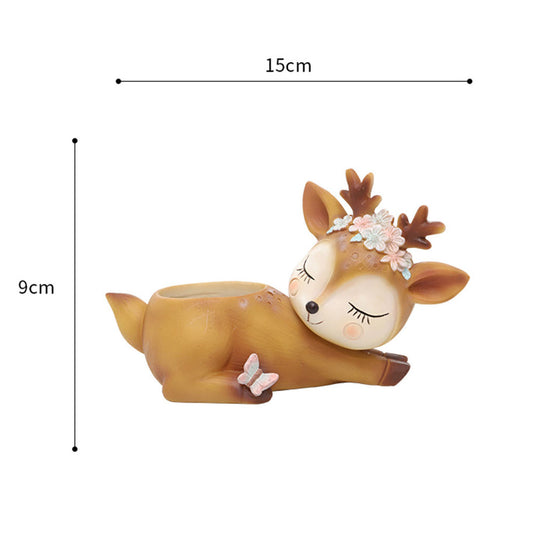 Cute Deer Succulent Planter Pot | Decorative Resin Flower Pot for Home